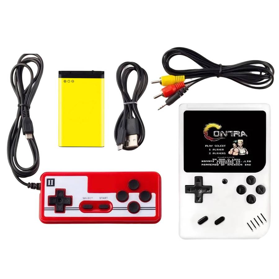 Retro 400-In-1 Game Console With Charger, Battery & Controller For 2 Player - White