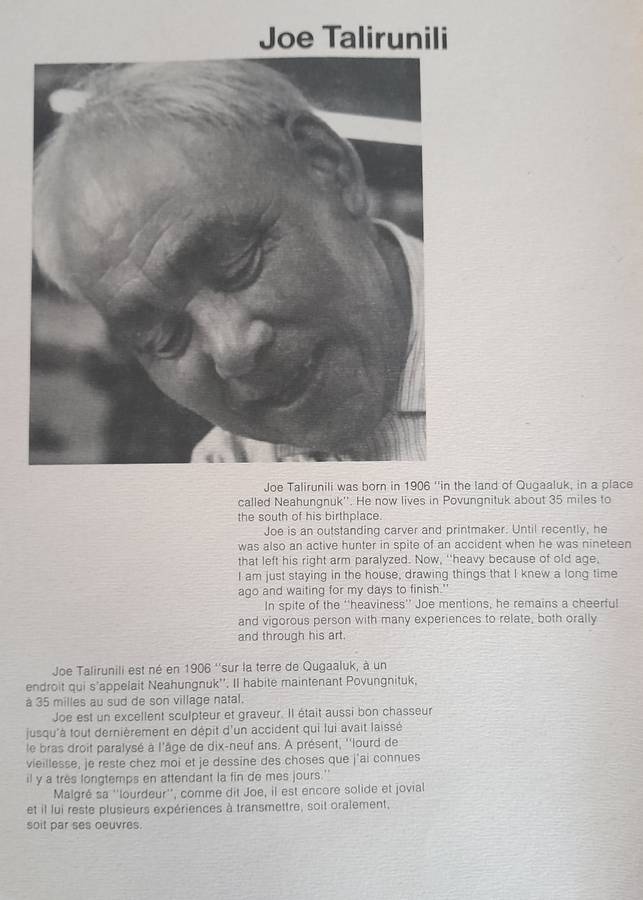 Joe Talirunili Inuit printmaker set of four