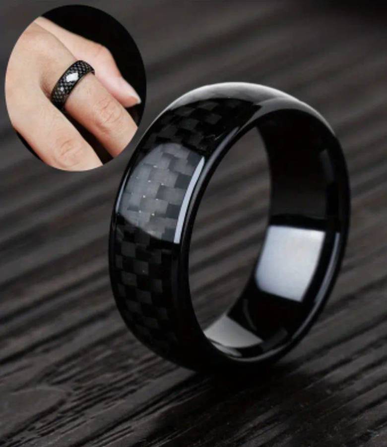 Tungsten Carbide carbon fiber Inlay Men's Ring Size T