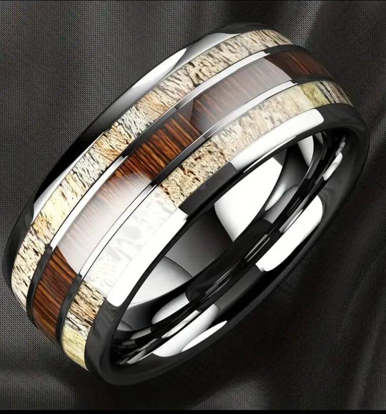 Titanium Wood  And Ivory Ring Size 12