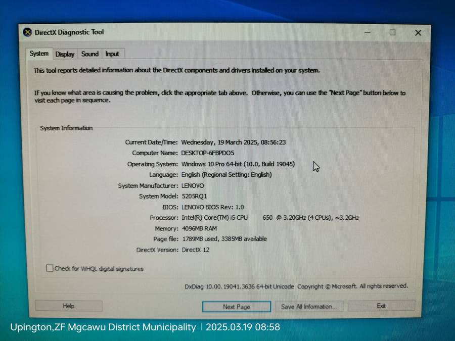 i5 LENOVO 24INCH ALL IN ONE PC 4GB RAM/W10/OFFICE