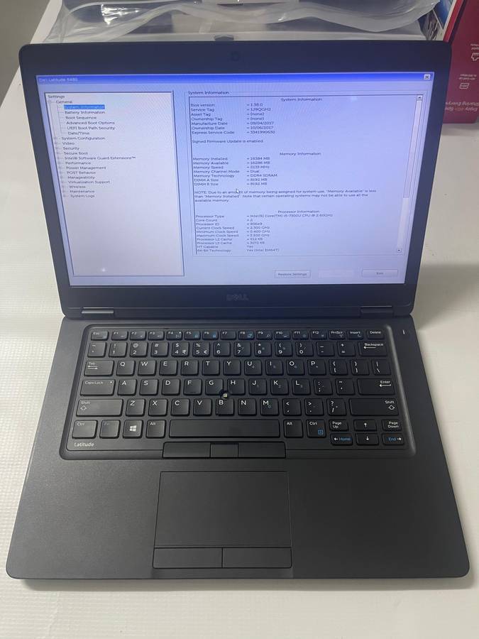 Dell Latitude 5480 Intel i5, 7th Gen Laptop with 16GB Ram