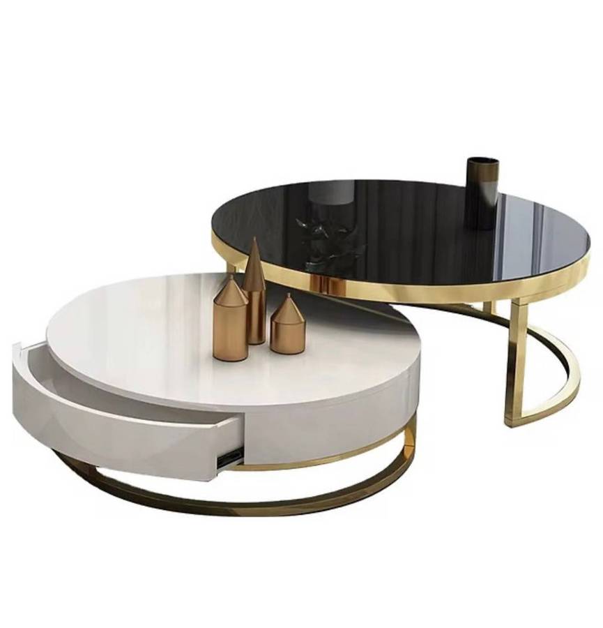 Prestige Home Zyric Coffee Table - Modern Circular Design with Gold Frame