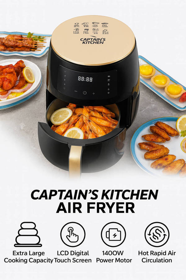 Captains Kitchen Extra Large Touch Screen 6L Air Fryer