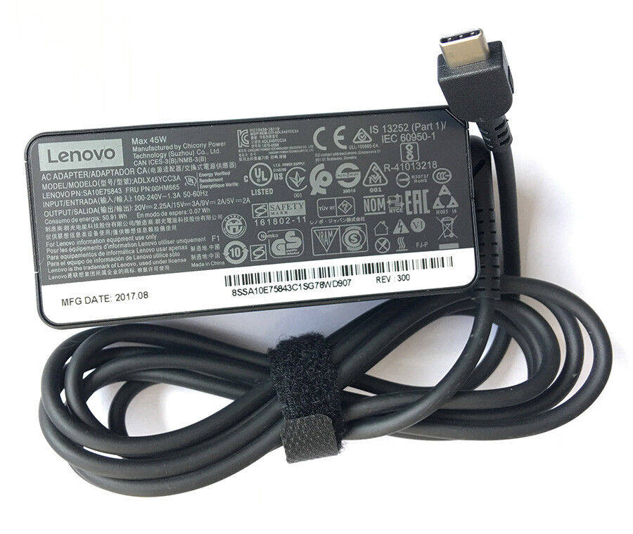 Original Lenovo 45W Type-C Notebook AC Power Adapter/Charger 5V 2A 9V 2A 15V 3A 20V 2.25A