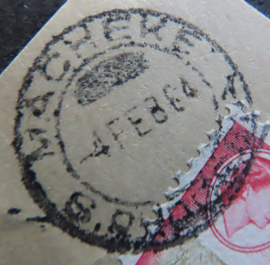 Rhodesia and Nyasaland- 10/- stamp with Macheke cancellation 4 Feb 1964