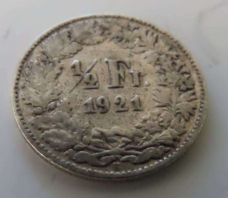 Switzerland - Silver 1921 1/2 Franc