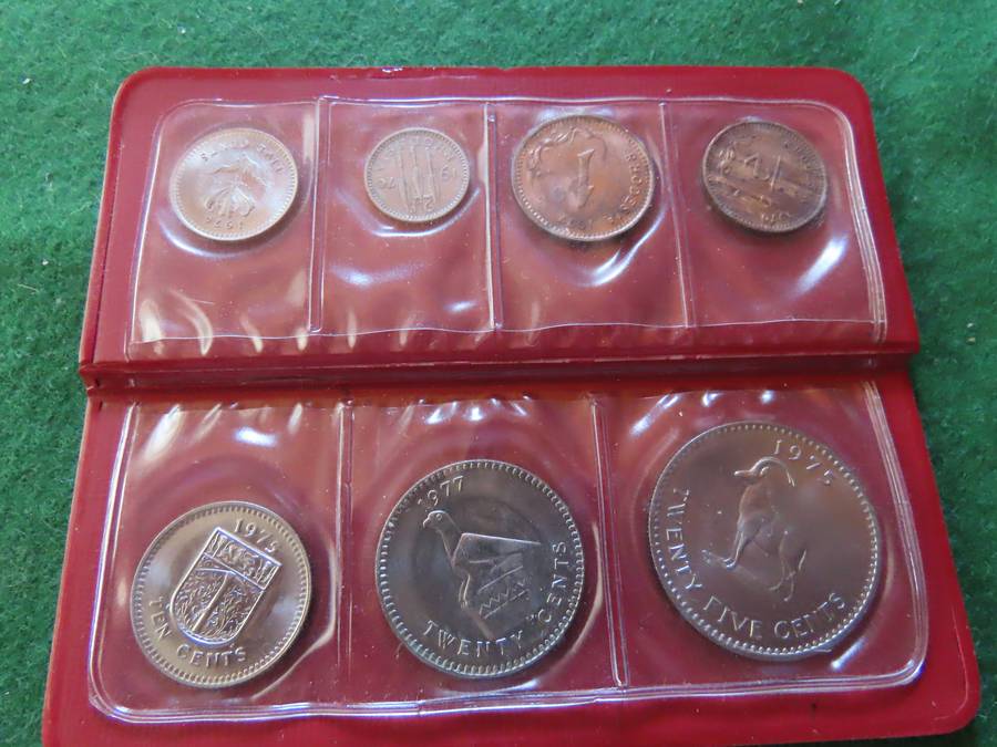 Rhodesia - Coin Set in Folder 1/2d and 2 1/2d 1970 1c and 20 c 1977 5c 1976 10c and 25c 1975
