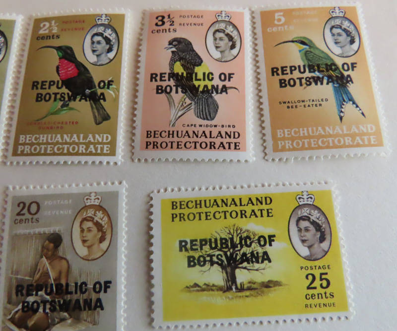 Stamps - Republic of Botswana - 1966 Set Minus 12 1/2 cents MNH
