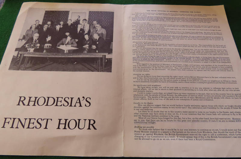 Rhodesia - U.D.I. Pamphlet Plus Vote Yes Leaflet