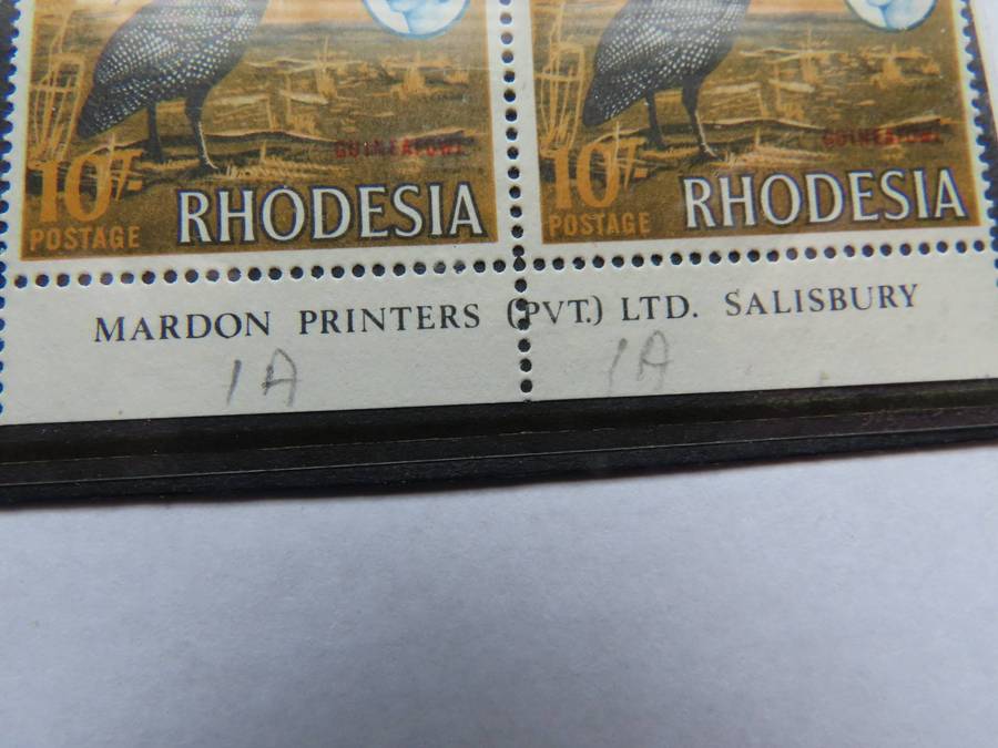 Rhodesia -Mardon Printing 1966 - 10/- Pair MNH