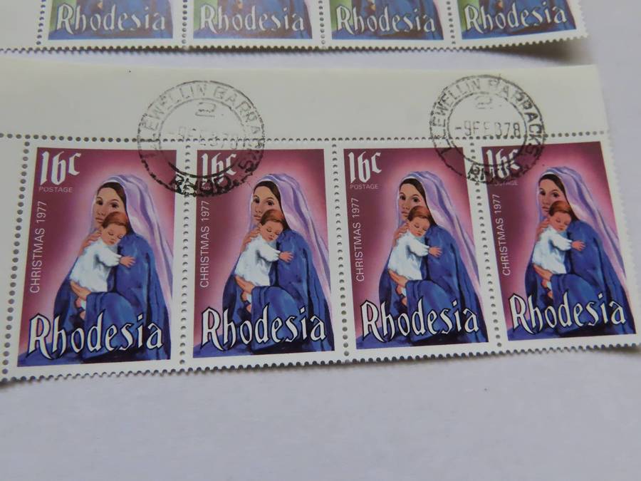 Rhodesia - 1977 Xmas Post Mark Llewellin Barracks and Southern Rhodesia U.PU. Three Stamps MNH