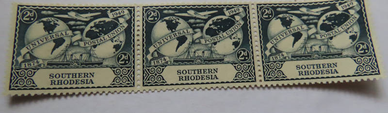 Rhodesia - 1977 Xmas Post Mark Llewellin Barracks and Southern Rhodesia U.PU. Three Stamps MNH