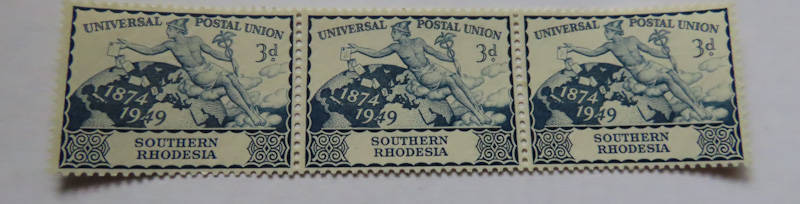Rhodesia - 1977 Xmas Post Mark Llewellin Barracks and Southern Rhodesia U.PU. Three Stamps MNH