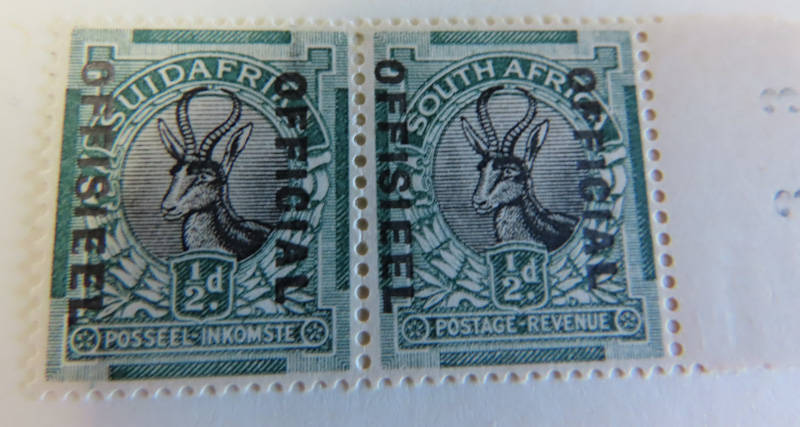 South Africa - Union of South Africa - Official Stamps 3 lots 1/2d Pair Mint and Used O11 and O11a