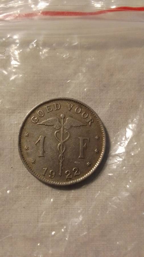 1922 Belgie 1 frank coin