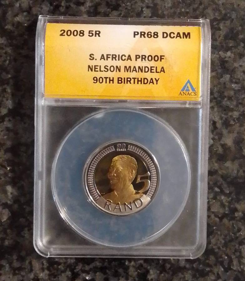 2008 Mandela 90th Birthday R5 Coin - ULTRA CAMEO PR68 High Grade
