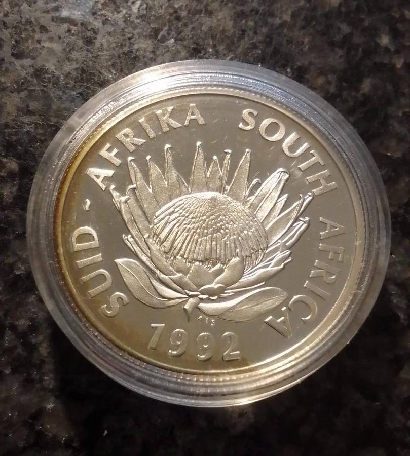 1992 South Africa R1 Silver Proof Coin  Protea Series