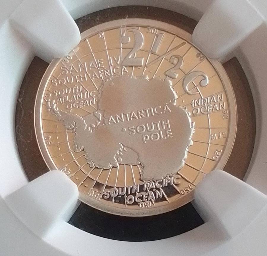 **A MUST-SEE COIN** - PF69 Ultra Cameo - 2008 South Africa 2½ Cent Antarctica Silver Coin.