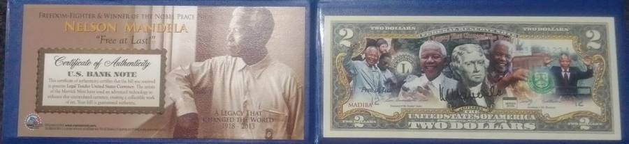 2009 USA 2 Dollar Mandela Coloured bill