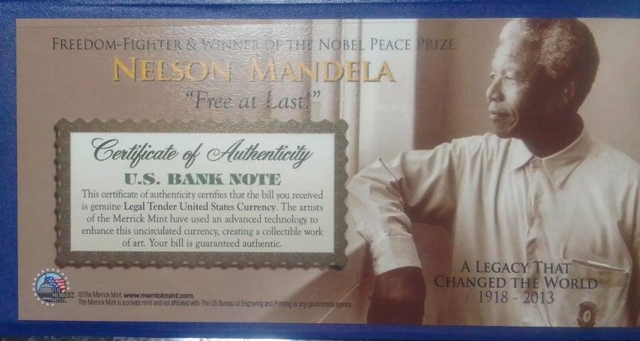 2009 USA 2 Dollar Mandela Coloured bill