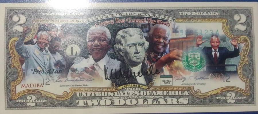 2009 USA 2 Dollar Mandela Coloured bill