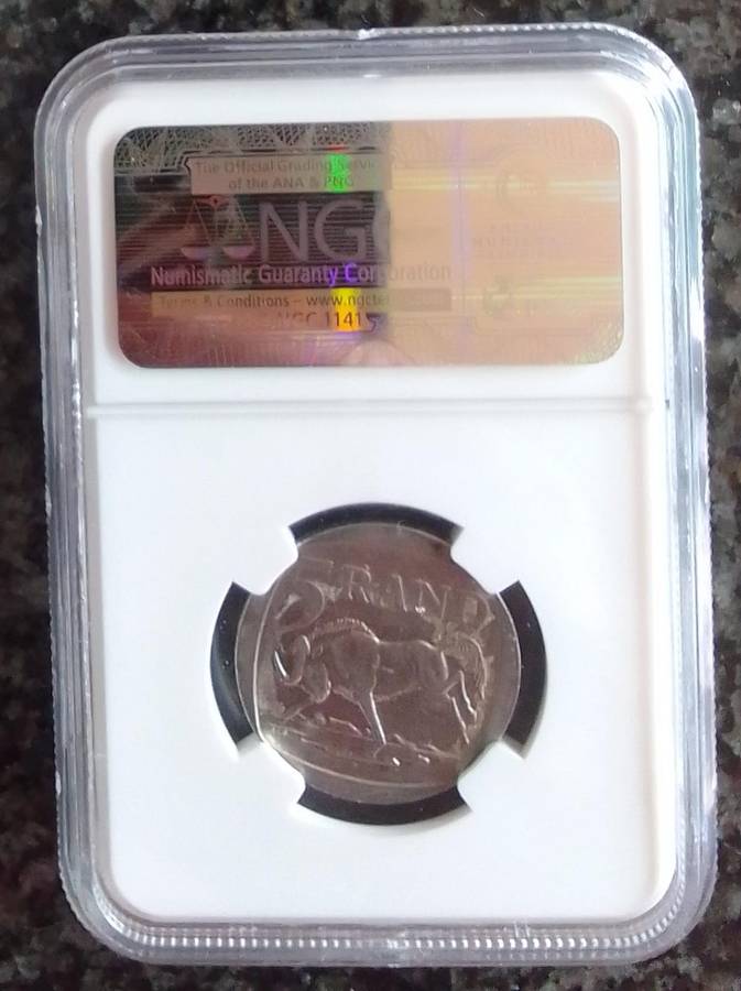 2000 South Africa Nelson Mandela R5 Coin Graded AU55