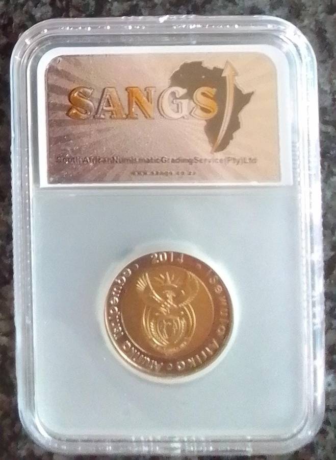 2014 South Africa 20 Years of Freedom R5 Coin - Graded MS62