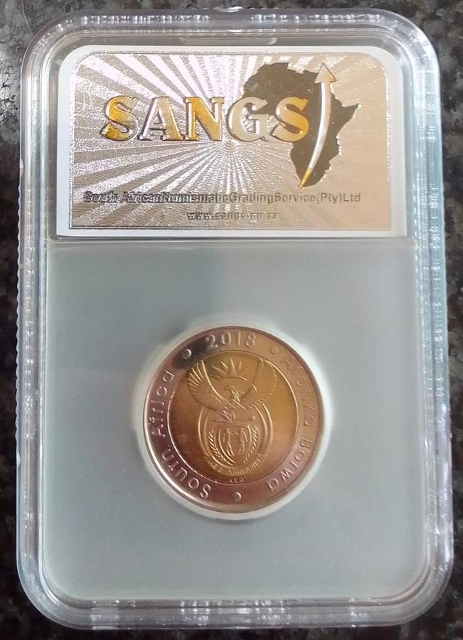 2018 South Africa Mandela Centenary R5 Coin - Graded MS63