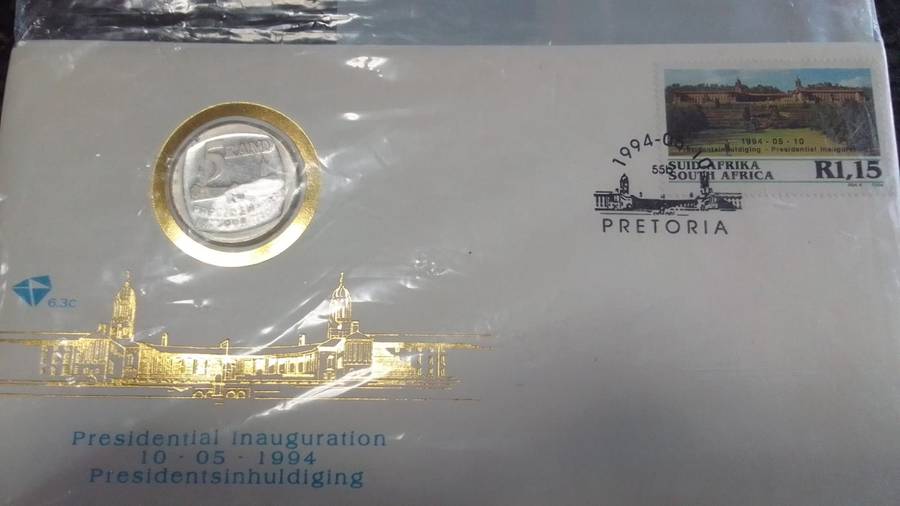 Presidential Inauguration proof R5 coin with official envelope 1994