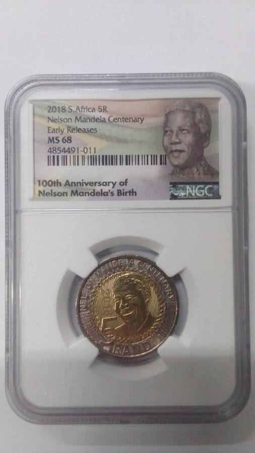 HIGH Grading MS68 Nelson Mandela Centenary 2018 Early Release R5 Coin