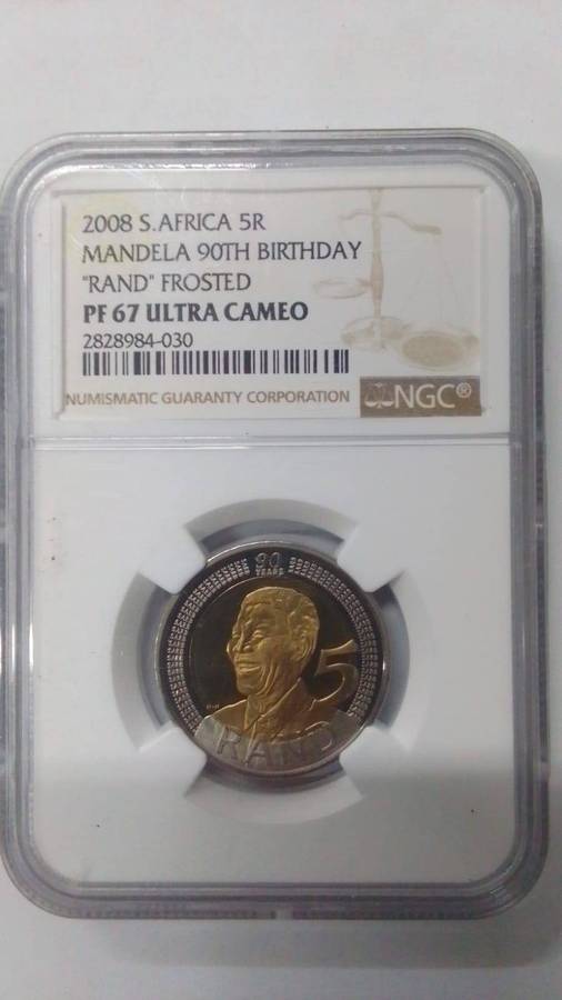2008 Mandela 90th Birthday Frosted R5 - GRADED PF67