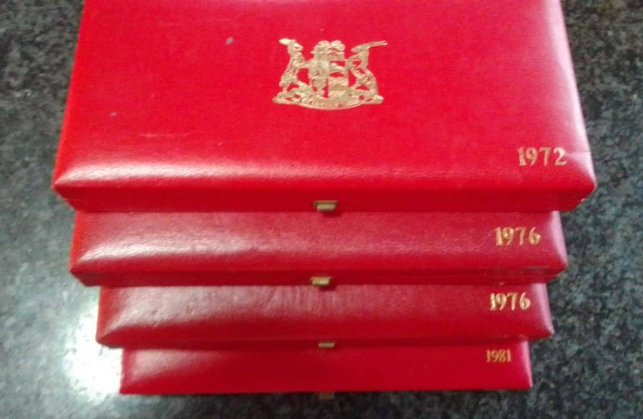 4 x Empty Long Red Coin Boxes