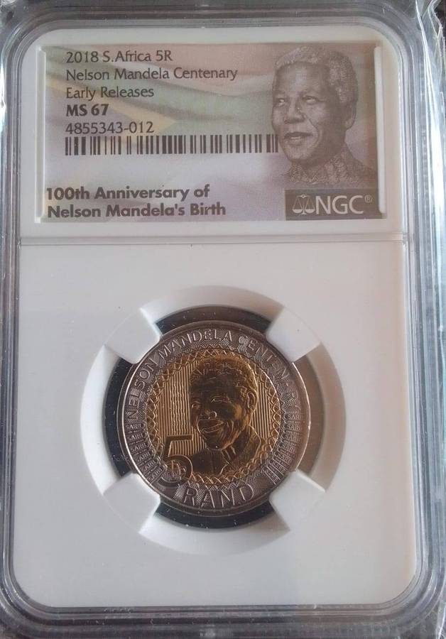 2018 Nelson Mandela Centenary Early Release R5 Coin - MS67 Graded