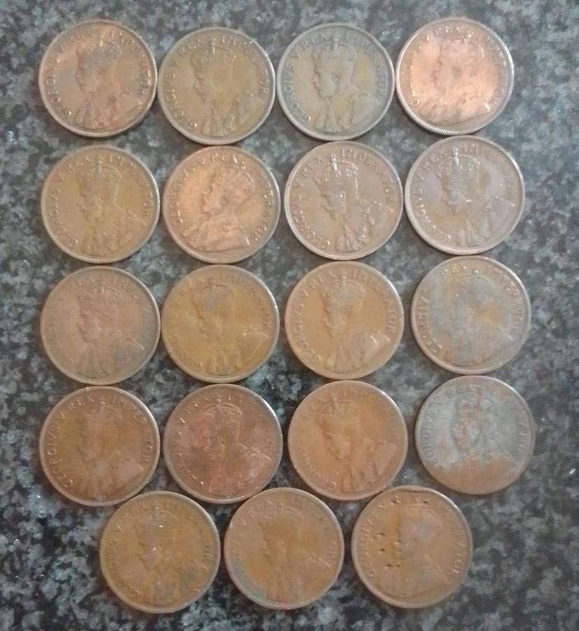1924 - 1930 South Africa 1 penny - George V penny - (19 coins)