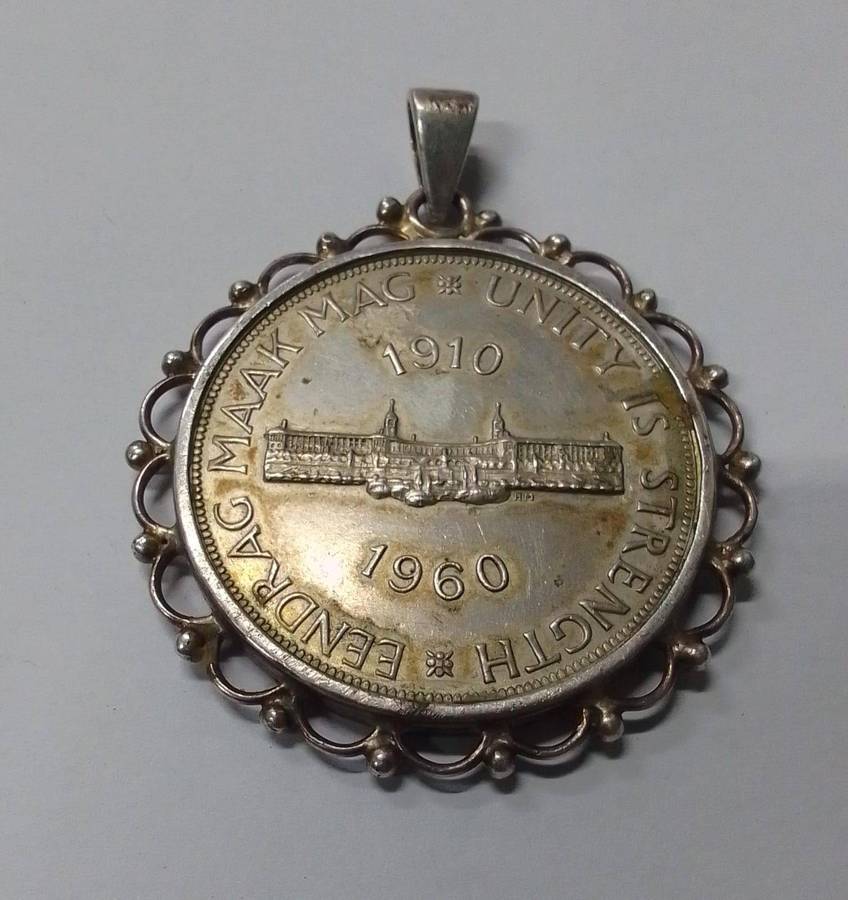 1960 South Africa 5 Shilling Silver Coin Pendant