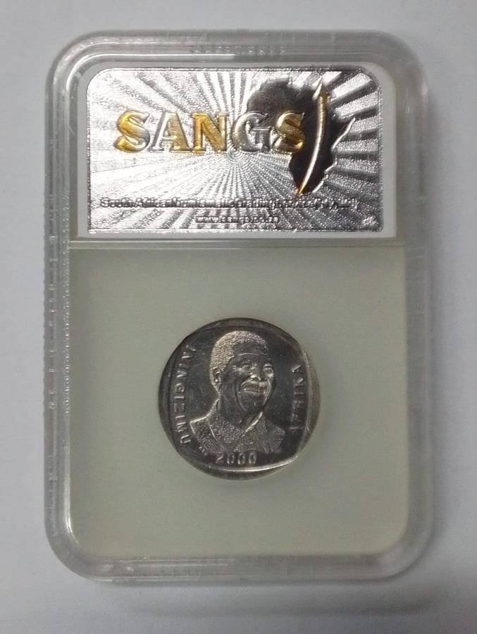 2000 South Africa Nelson Mandela R5 Coin Graded AU53