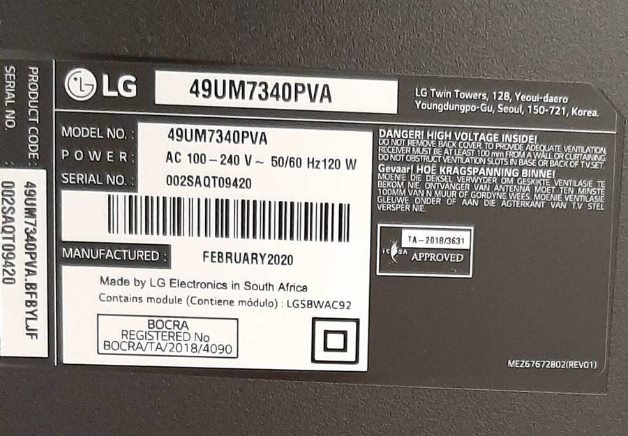 LG TV Parts LED UHD *UM73*