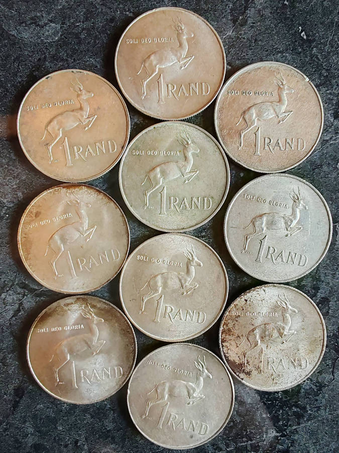 10 x South African 1 Rand Silver Coins (1960s)  80% Silver- LOT 6