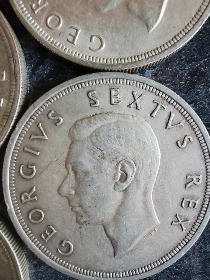 10 x South African 5 Shillings Silver Coins (1952)  50% Silver- LOT 3