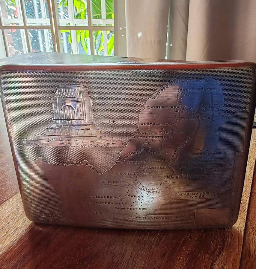 Vintage Voortrekker Pad Cigarette Case  Voortrekker Monument & Trek Route Map
