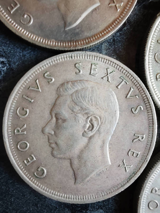 10 x South African 5 Shillings Silver Coins (1952)  50% Silver - LOT 2