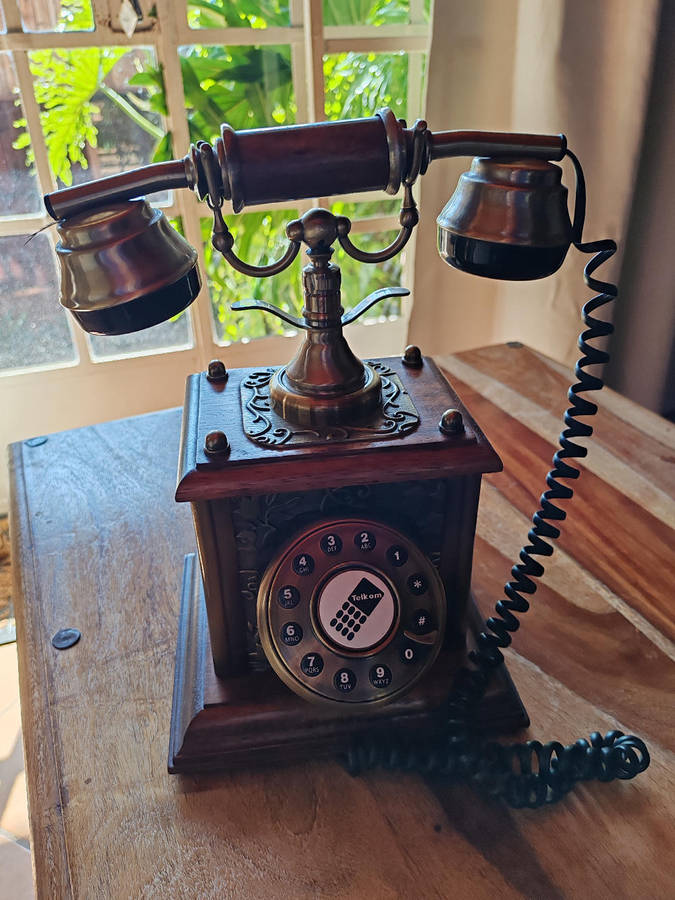 Siecle Collectable Telkom Telephone  Vintage Style (Wood & Brass)