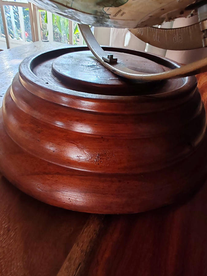 Vintage 12" Replogle World Ocean Series Globe  Brass Arm & Wooden Base