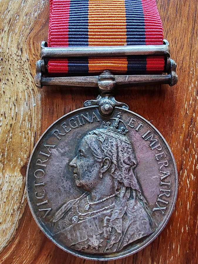 Queens South Africa Medal  To Mr. F.W. Dyke  Imperial Military Railways - Transvaal Clasp