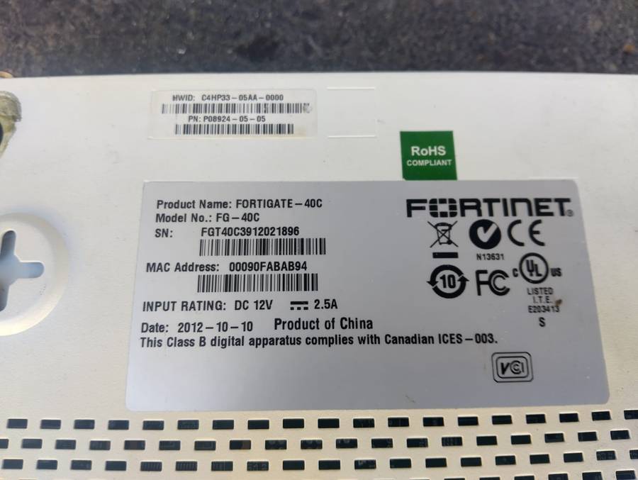 Fortinet Fortigate-40C Firewall Security Appliance FG-40C