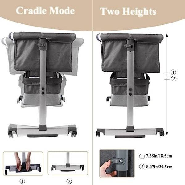 3 In 1 Bedside Baby Bassinet Sleeper Crib With Bed Nets-BLACK