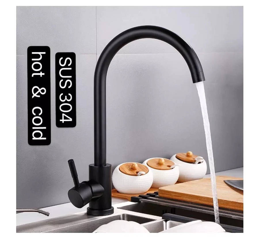Modern Kitchen Mixer Tap with Swivel Spout - Matt Black