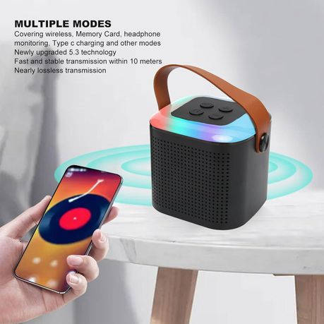 Bluetooth Karaoke HiFi Stereo Retro Portable Speaker Cool RGB Lights