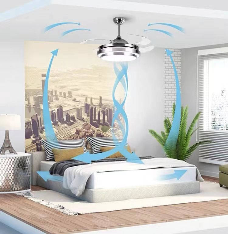 Fashion 4 Blade Ceiling Fan With Extendable Blades and Light with Remote